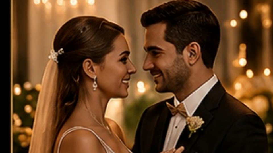 Pareja de boda en una celebración elegante